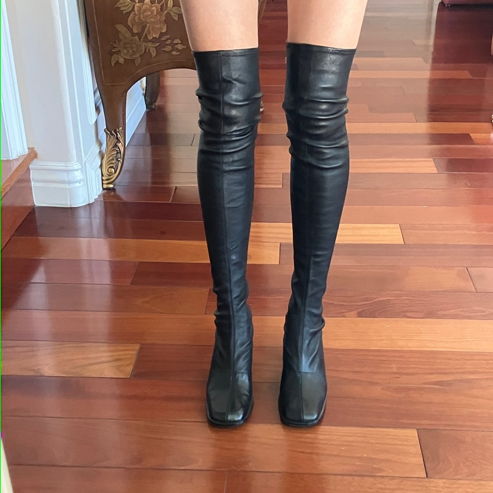 Vintage Calvin Klein Skin-Tight Over the Knee Stretch Leather Boots